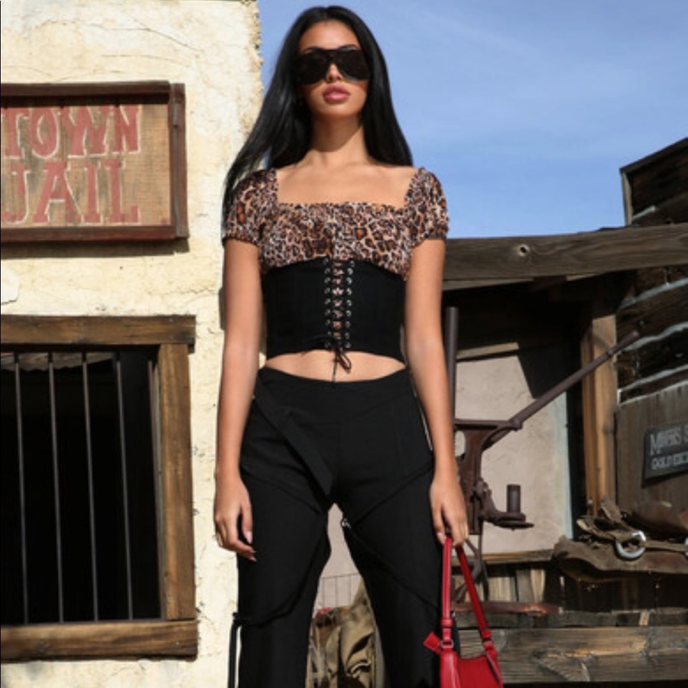 SOLD//NWT I AM GIA Rhia Leopard Corset top